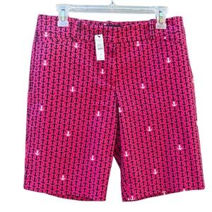 NWT Talbots Petites Bermuda Anchor Shorts Raspberry Modest Nautical